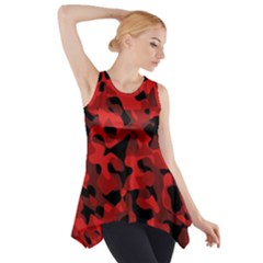 Red And Black Camouflage Pattern Side Drop Tank Tunic by SpinnyChairDesigns