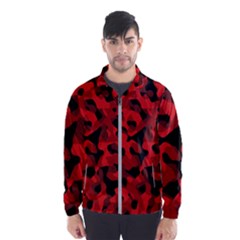 Red And Black Camouflage Pattern Men s Windbreaker by SpinnyChairDesigns