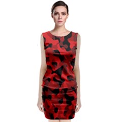 Red And Black Camouflage Pattern Classic Sleeveless Midi Dress by SpinnyChairDesigns