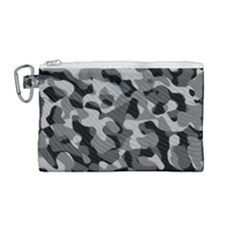 Grey And Black Camouflage Pattern Canvas Cosmetic Bag (medium) by SpinnyChairDesigns