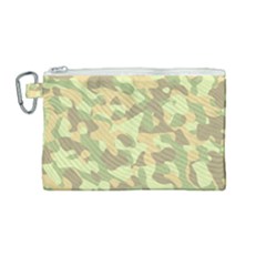 Light Green Brown Yellow Camouflage Pattern Canvas Cosmetic Bag (medium) by SpinnyChairDesigns