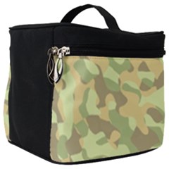 Light Green Brown Yellow Camouflage Pattern Make Up Travel Bag (big) by SpinnyChairDesigns