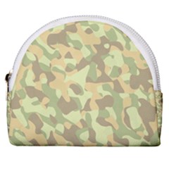 Light Green Brown Yellow Camouflage Pattern Horseshoe Style Canvas Pouch by SpinnyChairDesigns
