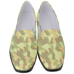 Light Green Brown Yellow Camouflage Pattern Women s Classic Loafer Heels by SpinnyChairDesigns
