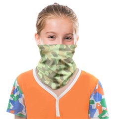 Light Green Brown Yellow Camouflage Pattern Face Covering Bandana (kids) by SpinnyChairDesigns