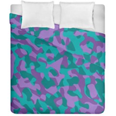 Purple And Teal Camouflage Pattern Duvet Cover Double Side (california King Size) by SpinnyChairDesigns