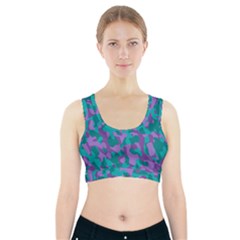 Purple And Teal Camouflage Pattern Sports Bra With Pocket by SpinnyChairDesigns