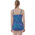 Purple and Teal Camouflage Pattern Tie Front Two Piece Tankini View2