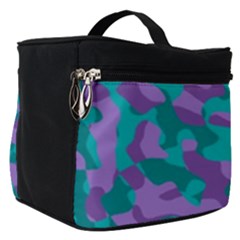 Purple And Teal Camouflage Pattern Make Up Travel Bag (small) by SpinnyChairDesigns