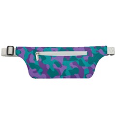 Purple And Teal Camouflage Pattern Active Waist Bag by SpinnyChairDesigns