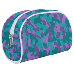 Purple And Teal Camouflage Pattern Makeup Case (medium) by SpinnyChairDesigns