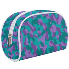 Purple And Teal Camouflage Pattern Makeup Case (large) by SpinnyChairDesigns