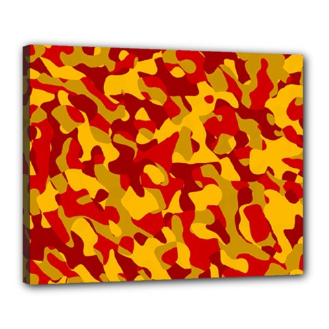 Red And Yellow Camouflage Pattern Canvas 20  X 16  (stretched) by SpinnyChairDesigns