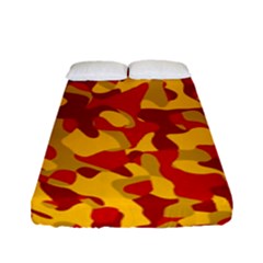 Red And Yellow Camouflage Pattern Fitted Sheet (full/ Double Size) by SpinnyChairDesigns