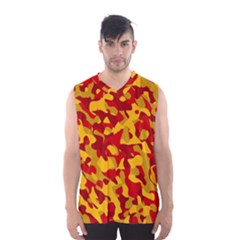 Red And Yellow Camouflage Pattern Men s Basketball Tank Top by SpinnyChairDesigns