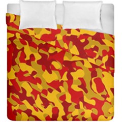 Red And Yellow Camouflage Pattern Duvet Cover Double Side (king Size)