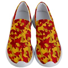 Red And Yellow Camouflage Pattern Women s Lightweight Slip Ons by SpinnyChairDesigns