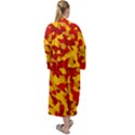 Red and Yellow Camouflage Pattern Maxi Velour Kimono View2