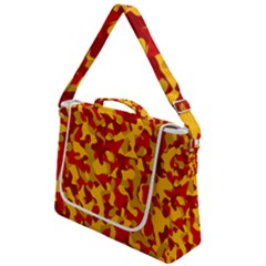 Red And Yellow Camouflage Pattern Box Up Messenger Bag by SpinnyChairDesigns