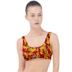 Red And Yellow Camouflage Pattern The Little Details Bikini Top by SpinnyChairDesigns