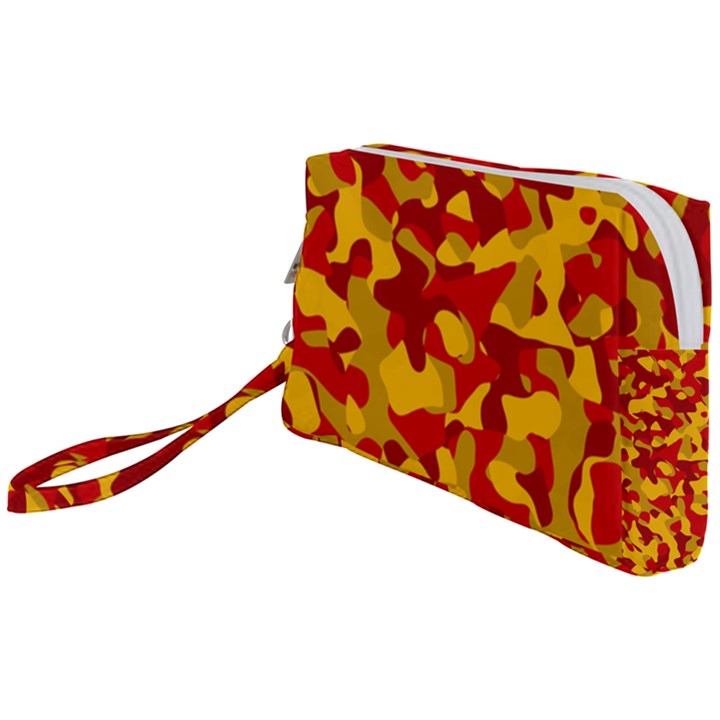 Red and Yellow Camouflage Pattern Wristlet Pouch Bag (Small)
