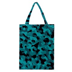 Black And Teal Camouflage Pattern Classic Tote Bag
