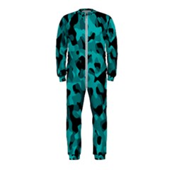 Black And Teal Camouflage Pattern Onepiece Jumpsuit (kids) by SpinnyChairDesigns
