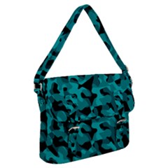 Black And Teal Camouflage Pattern Buckle Messenger Bag by SpinnyChairDesigns