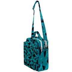 Black And Teal Camouflage Pattern Crossbody Day Bag by SpinnyChairDesigns