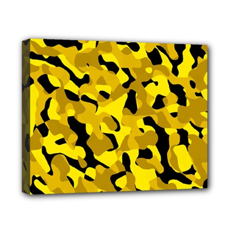 Black And Yellow Camouflage Pattern Canvas 10  X 8  (stretched) by SpinnyChairDesigns