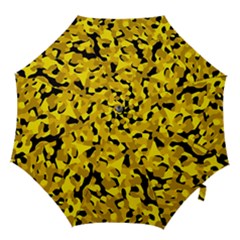 Black And Yellow Camouflage Pattern Hook Handle Umbrellas (small) by SpinnyChairDesigns