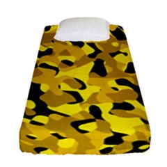 Black And Yellow Camouflage Pattern Fitted Sheet (single Size) by SpinnyChairDesigns