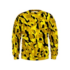 Black And Yellow Camouflage Pattern Kids  Sweatshirt by SpinnyChairDesigns