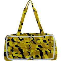 Black And Yellow Camouflage Pattern Multi Function Bag by SpinnyChairDesigns