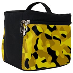 Black And Yellow Camouflage Pattern Make Up Travel Bag (big) by SpinnyChairDesigns