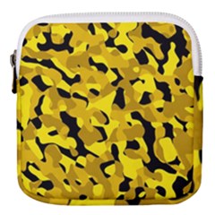 Black And Yellow Camouflage Pattern Mini Square Pouch by SpinnyChairDesigns