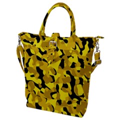 Black And Yellow Camouflage Pattern Buckle Top Tote Bag by SpinnyChairDesigns