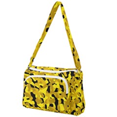 Black And Yellow Camouflage Pattern Front Pocket Crossbody Bag