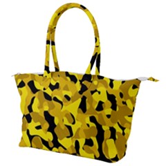 Black And Yellow Camouflage Pattern Canvas Shoulder Bag by SpinnyChairDesigns