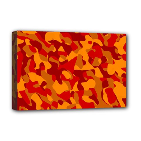 Red And Orange Camouflage Pattern Deluxe Canvas 18  X 12  (stretched) by SpinnyChairDesigns