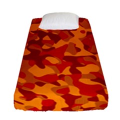 Red And Orange Camouflage Pattern Fitted Sheet (single Size) by SpinnyChairDesigns