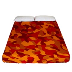 Red And Orange Camouflage Pattern Fitted Sheet (california King Size) by SpinnyChairDesigns