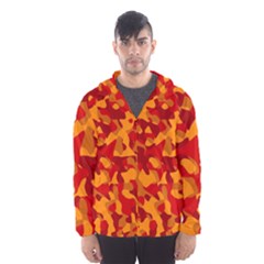 Red And Orange Camouflage Pattern Men s Hooded Windbreaker by SpinnyChairDesigns