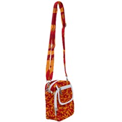 Red And Orange Camouflage Pattern Shoulder Strap Belt Bag by SpinnyChairDesigns