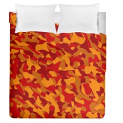 Red And Orange Camouflage Pattern Duvet Cover Double Side (queen Size) by SpinnyChairDesigns