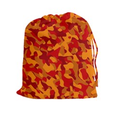 Red And Orange Camouflage Pattern Drawstring Pouch (2xl) by SpinnyChairDesigns