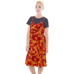 Red And Orange Camouflage Pattern Camis Fishtail Dress by SpinnyChairDesigns