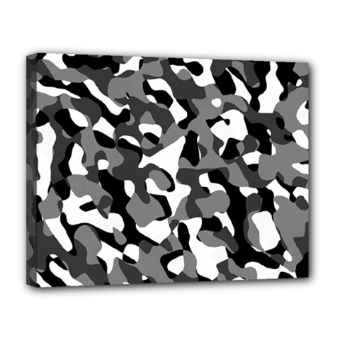 Black And White Camouflage Pattern Canvas 14  X 11  (stretched) by SpinnyChairDesigns