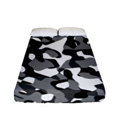 Black And White Camouflage Pattern Fitted Sheet (full/ Double Size) by SpinnyChairDesigns