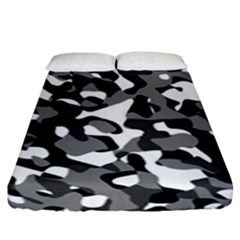 Black And White Camouflage Pattern Fitted Sheet (king Size) by SpinnyChairDesigns